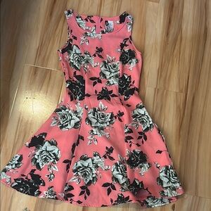 Divided Pink and White Halter A-Line Midi Dress